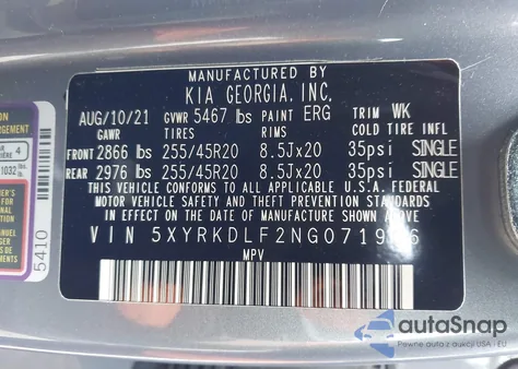 2022 Kia Sorento Sx from USA, damaged, VIN 5XYRKDLF2NG071906